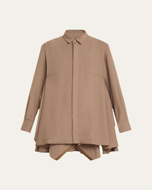 Layered Button-Front Mini Shirtdress